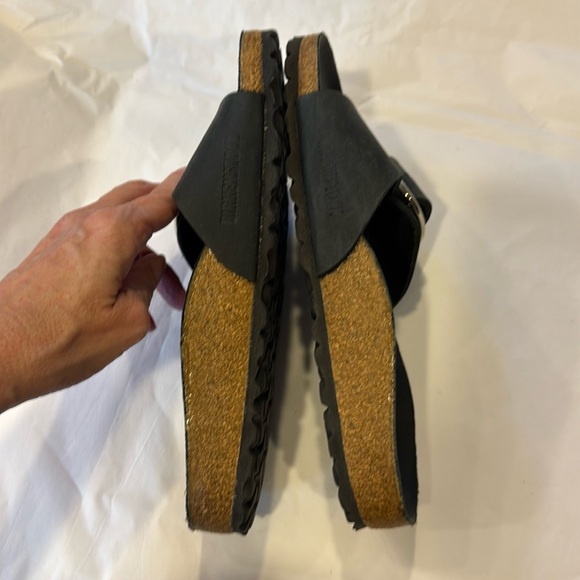Birkenstock Black nubuck big buckle Madrid Sandals with Cork Footbed 36 narrow - Picture 5 of 10
